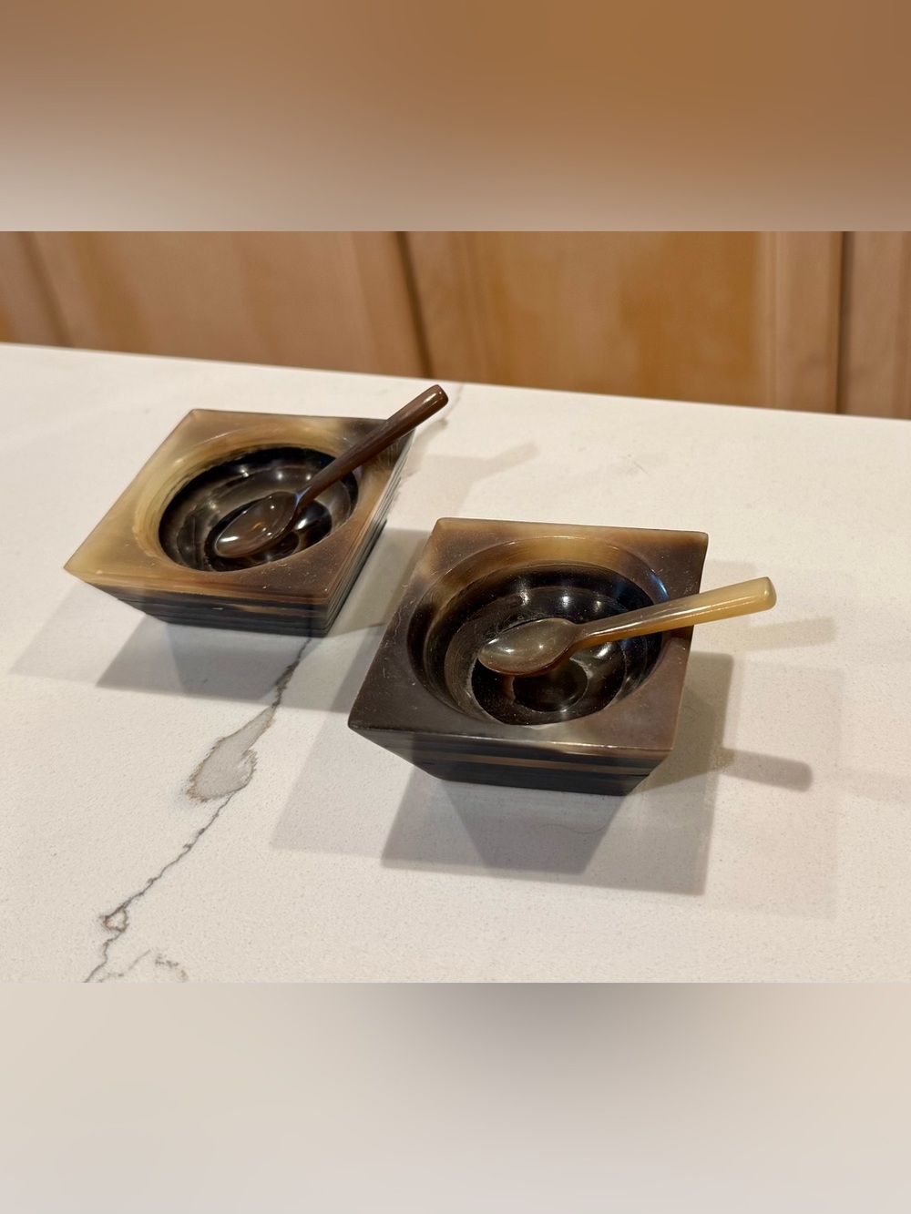 French Horn Salt Cellars with Spoons